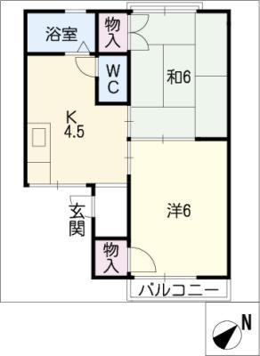 ファミール新川A棟(2K/2階)の間取り写真