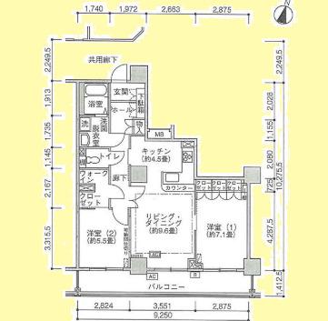 Jタワー西大井イーストタワー(2LDK/15階)の間取り写真