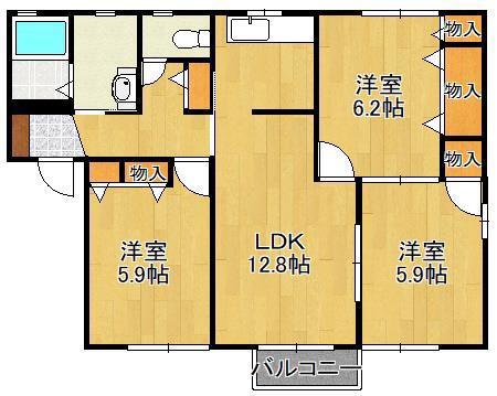 フィオーレ I A棟(3LDK/1階)の間取り写真