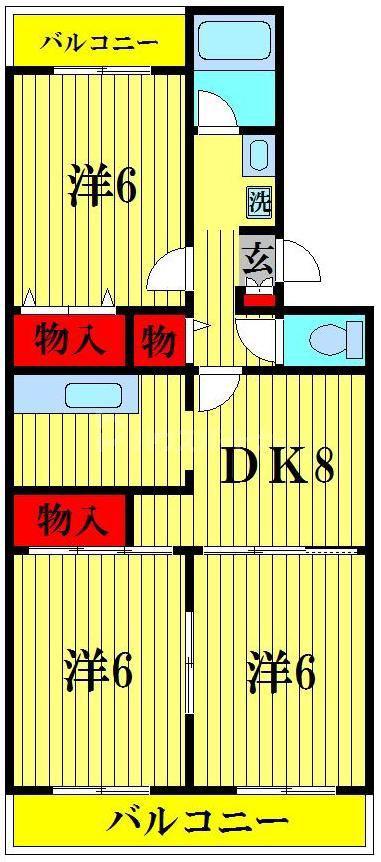 パールメゾン柏(3DK/2階)の間取り写真
