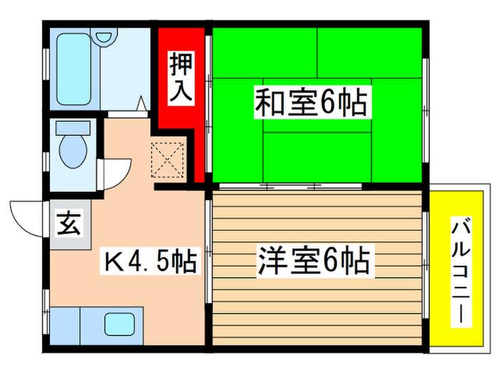 リヴェールII(2K/1階)の間取り写真