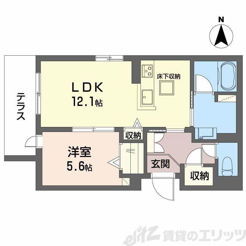 レジデンス茨木春日(1LDK/1階)の間取り写真