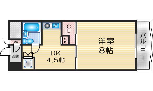 ブラン・コートTOYONAKA(1DK/2階)の間取り写真