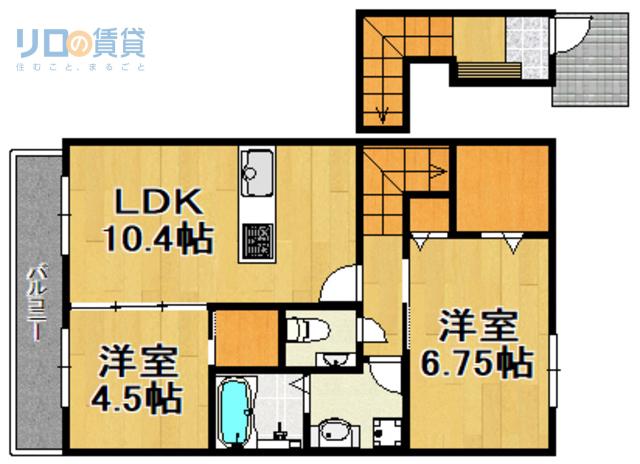 シャーメゾン宝塚中山寺セントリビエ(2LDK/2階)の間取り写真