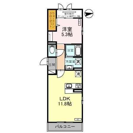 ルミナス南田町(1LDK/2階)の間取り写真