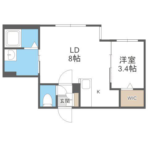 ライトベルー南9条ー(1LDK/4階)の間取り写真