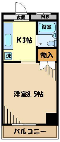 フェアビューヴィラ(1K/3階)の間取り写真
