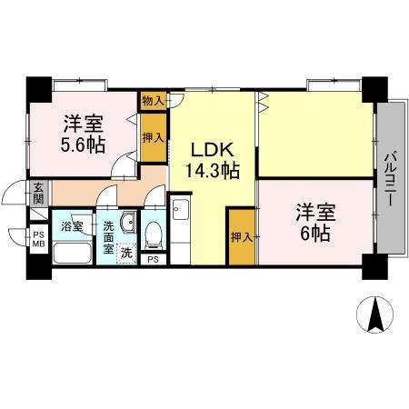 プレステージ南葛西(2LDK/6階)の間取り写真