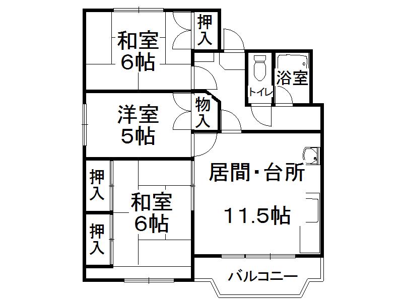 サンブライトハイツNO.1(3LDK/6階)の間取り写真