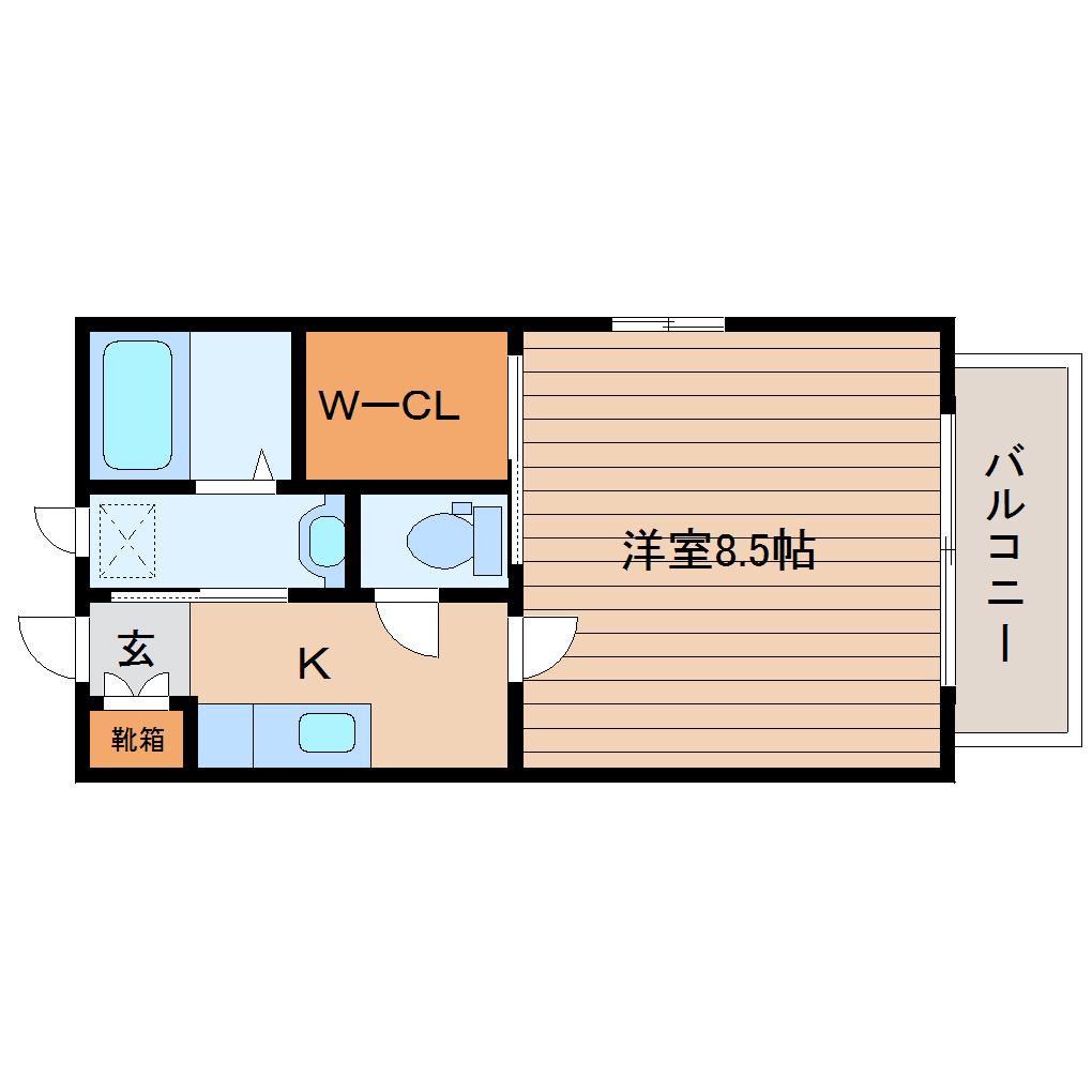 ベアージュ中里A(1K/2階)の間取り写真