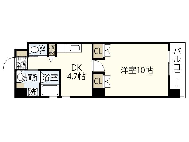 アーデル東白島(1DK/6階)の間取り写真
