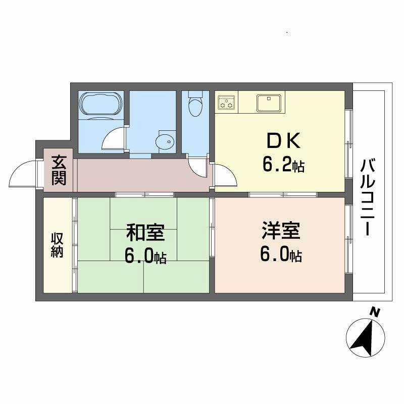 サン住吉川(2DK/2階)の間取り写真