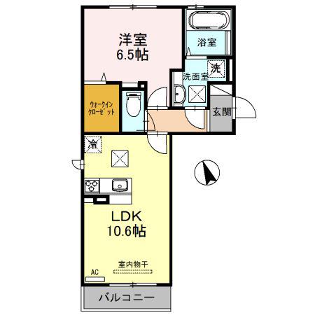 サンホーム富士(1LDK/1階)の間取り写真