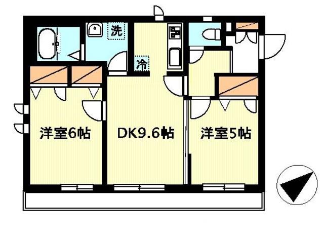 べレオ・ローゼ(2DK/2階)の間取り写真