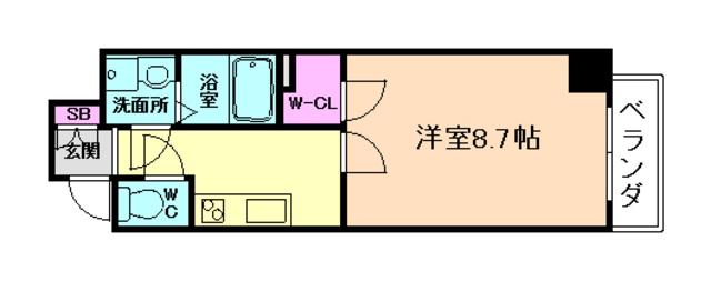 ODESSA西天満(1K/4階)の間取り写真