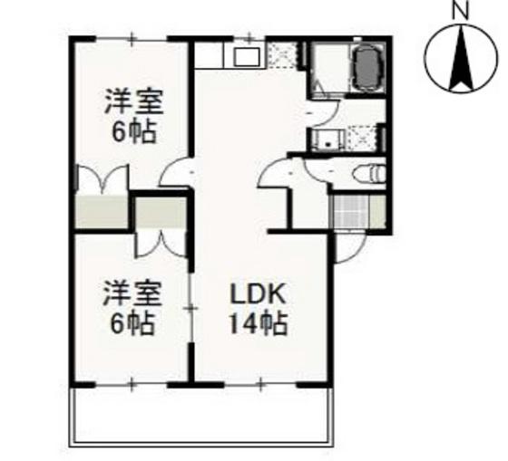 ダイニサンシャインB(2LDK/1階)の間取り写真