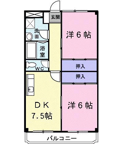 セントラルパークハイツ(2DK/3階)の間取り写真
