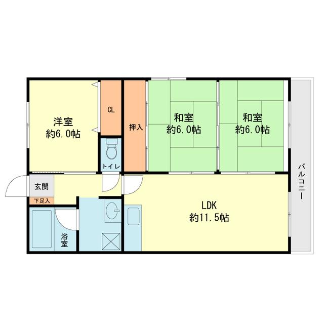 サンライト長住(3LDK/1階)の間取り写真