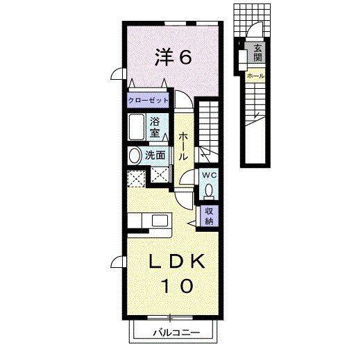 セントラルビレッジB(1LDK/2階)の間取り写真