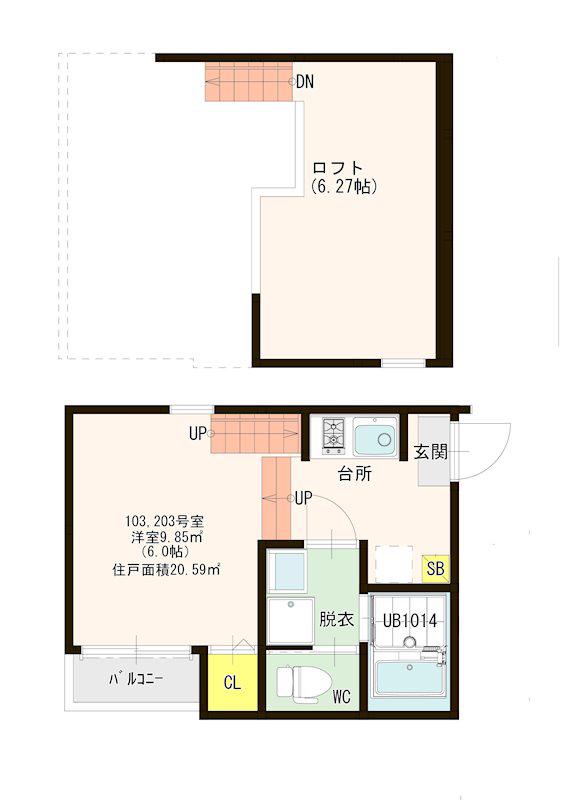 リヴァスト(1K/2階)の間取り写真
