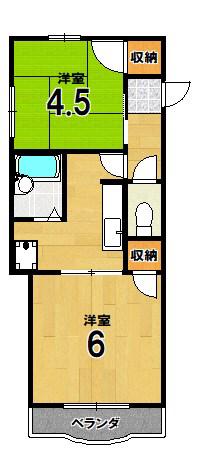 エスポワール一乗寺(2K/2階)の間取り写真