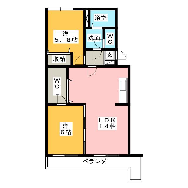 メゾングランシャリオ(2SLDK/3階)の間取り写真