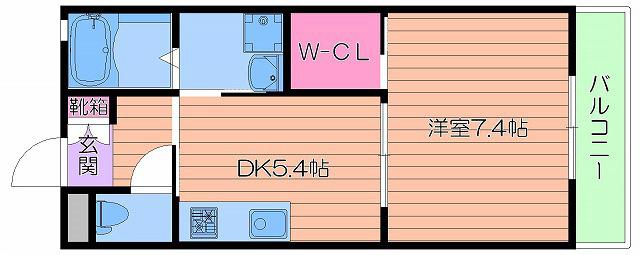 エステート旭(1DK/2階)の間取り写真
