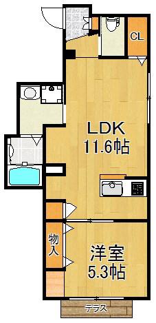 アジュールコート(1LDK/1階)の間取り写真