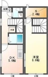 本通17丁目北 テラスハウス(1DK/1階)の間取り写真
