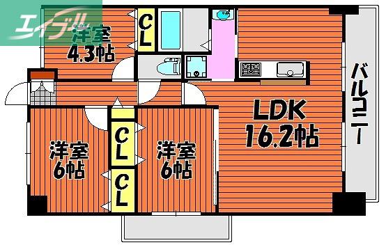 クレール今 イースト(3LDK/7階)の間取り写真