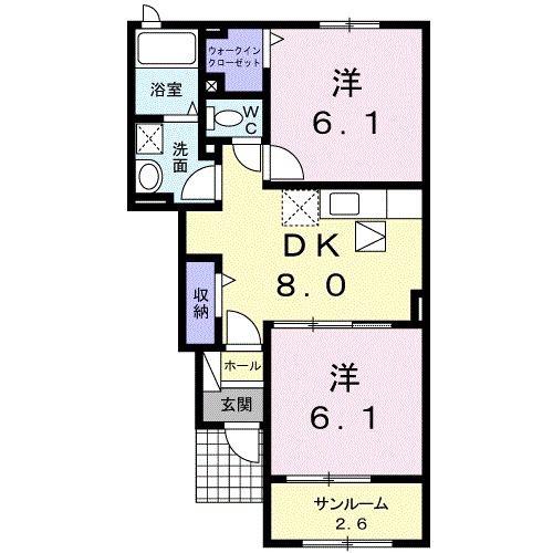 フォレスト T・H III(2DK/1階)の間取り写真