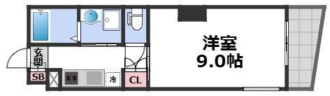 CITY SPIRE美章園(1K/8階)の間取り写真