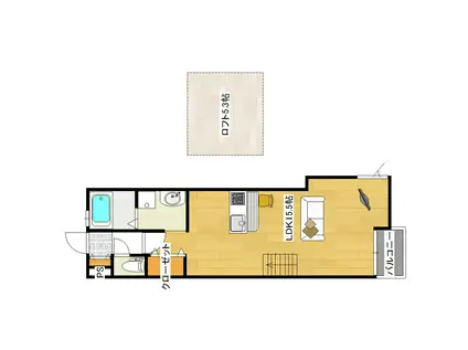 LALA YAGIYAMA(1K/2階)の間取り写真