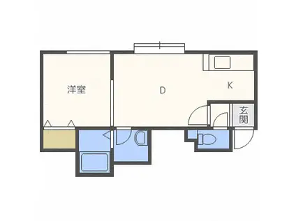 ヴィオレッテ II(1DK/3階)の間取り写真