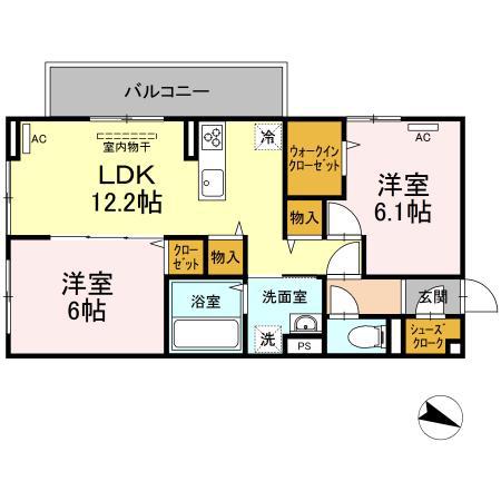 セジュール鵬舟VI(2LDK/2階)の間取り写真