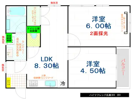 ハイツフレンド広瀬IIB 2F(2LDK/2階)の間取り写真