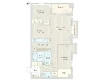 コート元代々木町(3LDK/3階)の間取り写真