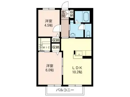 アルカディア(2LDK/1階)の間取り写真
