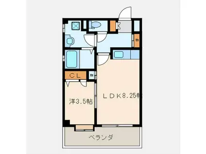 フォンティーヌ荒江(1LDK/3階)の間取り写真