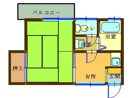 アイソウハイツNO.2(1K/2階)の間取り写真