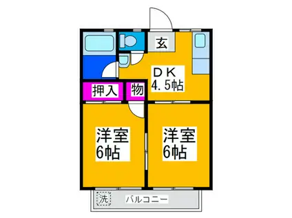ハイツ恵(2DK/1階)の間取り写真