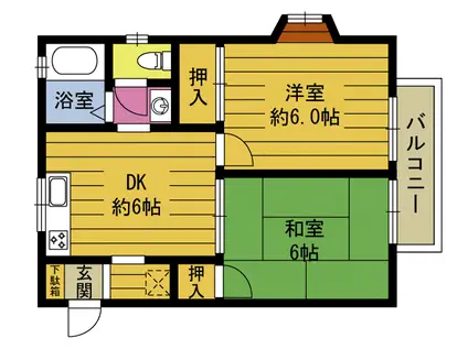 グリーンハイツ日向(2DK/2階)の間取り写真