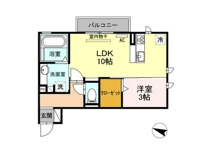 オアシス牛川II(1LDK/1階)の間取り写真