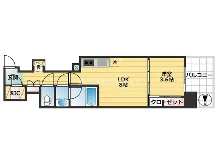 BPRレジデンス大阪本町Q(1LDK/10階)の間取り写真