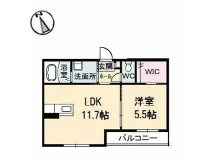 シャーメゾンジラソーレ(1LDK/2階)の間取り写真