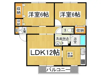 シャンドフルールA棟(2LDK/1階)の間取り写真