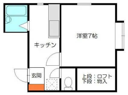 コーポあすなろII(1K/1階)の間取り写真