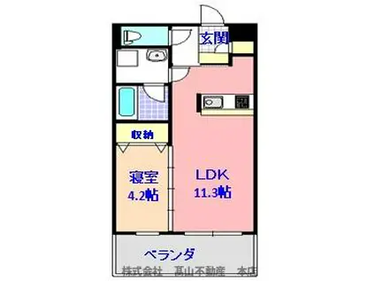 レジェンド桜 五番館(1LDK/2階)の間取り写真