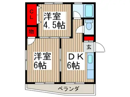 アイランドマンション(2DK/3階)の間取り写真