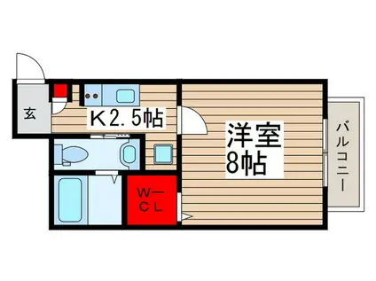 AJ京成津田沼(1K/1階)の間取り写真